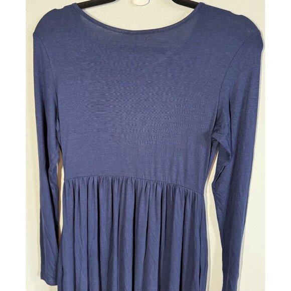 HiMONE Womens Navy Blue Long Sleeve Casual T-Shirt Swing Dress Size Small NEW - Picture 6 of 11